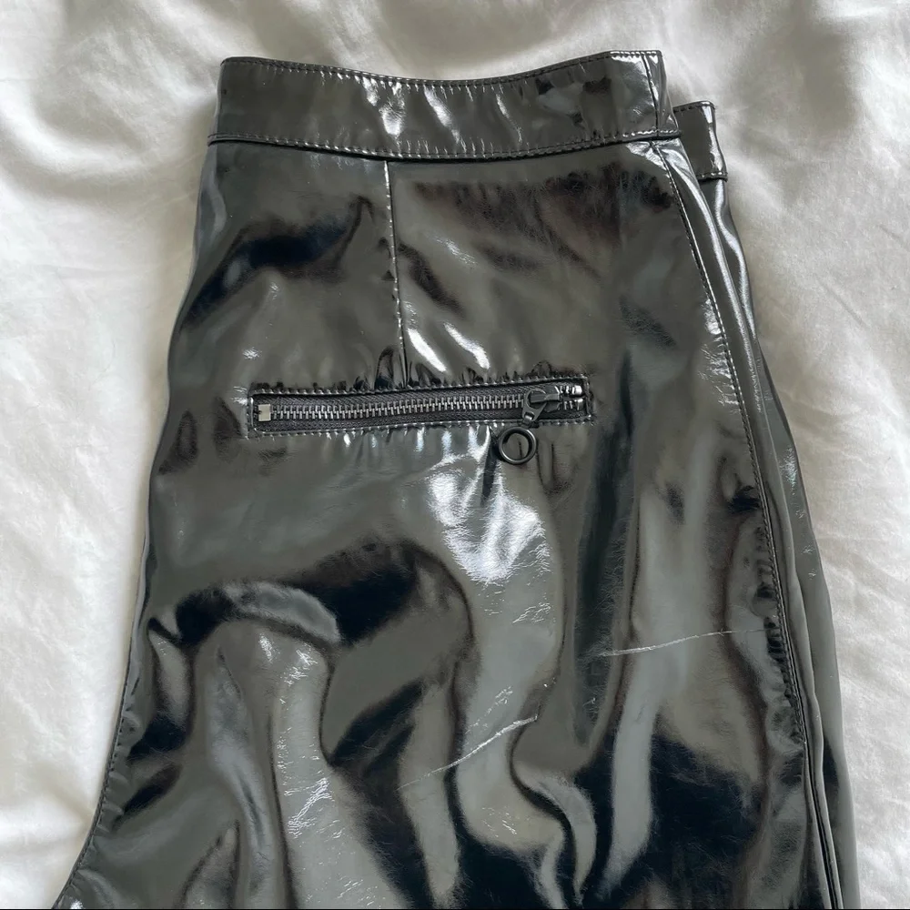 H&M Faux Leather High-Waisted Pants - Straight Leg - Picture 3 of 9